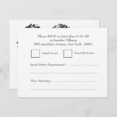 RSVPの結婚式のグルメのハートの銀の応答 出欠カード (正面/裏面)