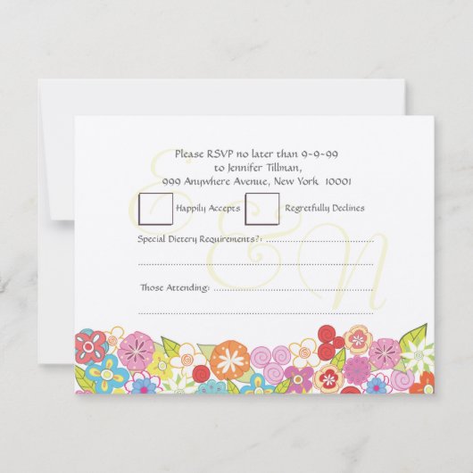 RSVPの結婚式の夏の春の花 招待状 (正面)