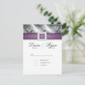 RSVPの結婚式の応答カード宝石の紫色の銀 出欠カード (スタンド正面)