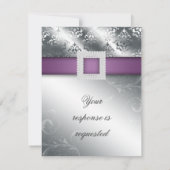 RSVPの結婚式の応答カード宝石の紫色の銀 出欠カード (裏面)