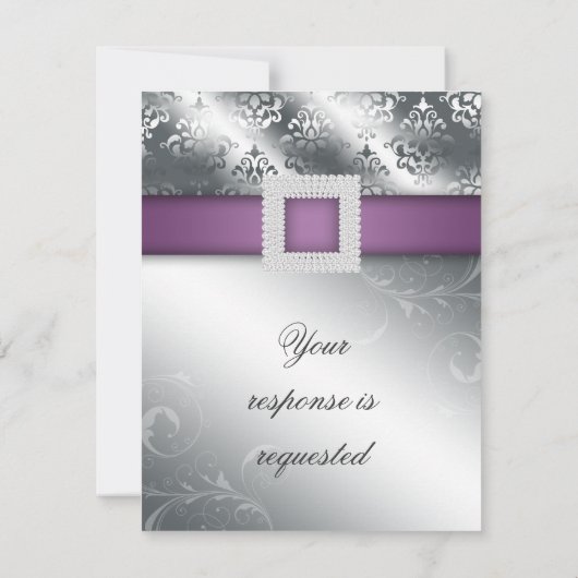 RSVPの結婚式の応答カード宝石の紫色の銀 出欠カード (裏面)