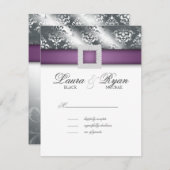 RSVPの結婚式の応答カード宝石の紫色の銀 出欠カード (正面/裏面)