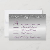 RSVPの結婚式の招待状を結婚している紫色の孔雀 出欠カード (裏面)