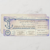 RSVPの結婚式の搭乗のパスヴィンテージのチケット 招待状 (正面/裏面)