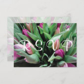 RSVPの結婚式招待状は|のピンクのチューリップの花を梳きます 出欠カード (正面/裏面)