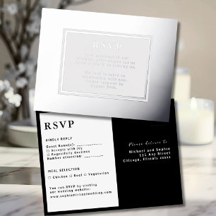 RSVPの結婚応答カードモダンシルバーラグジュアリー 箔シーズンポストカード