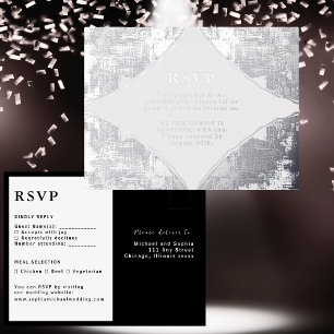 RSVPの結婚応答カードモダンシルバーラグジュアリー 箔シーズンポストカード