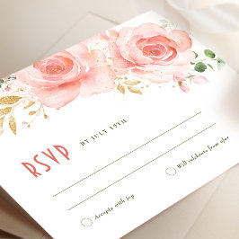 RSVPの結婚挿入グリーン&赤面ロマンチック 招待状