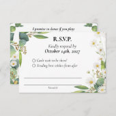 RSVPの結婚植物性ユーカリデイジーテーマ 出欠カード (正面/裏面)