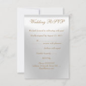 RSVPの結婚白いエレガント金ゴールドリングや輪 出欠カード (裏面)