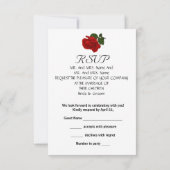 RSVPの結婚白黒シルバー深いレッドローズ 出欠カード (裏面)