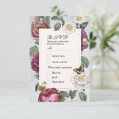 RSVPの結婚開花フローラ蝶 招待状 (スタンド正面)