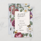 RSVPの結婚開花フローラ蝶 招待状 (正面/裏面)