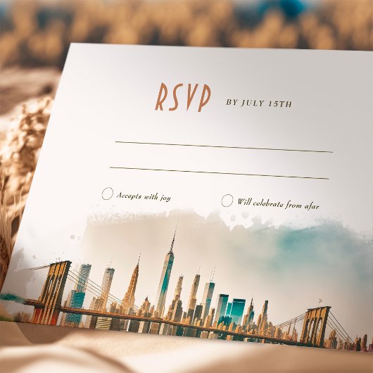 RSVPの結婚Insert New York Destination Invitation 招待状