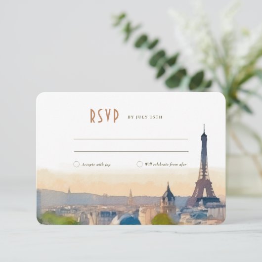 RSVPの結婚Insert Paris France Destination Invite 招待状 (スタンド正面)