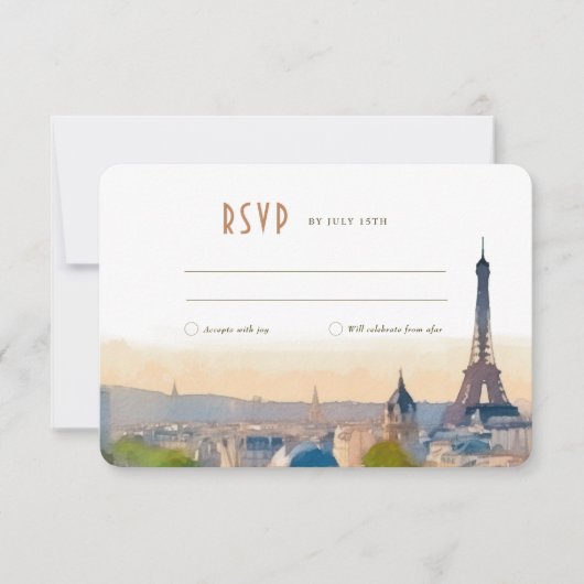 RSVPの結婚Insert Paris France Destination Invite 招待状 (正面)