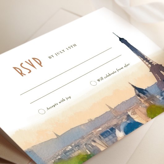 RSVPの結婚Insert Paris France Destination Invite 招待状