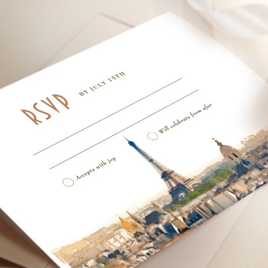 RSVPの結婚Insert Paris France Destination Invite 招待状