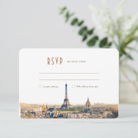 RSVPの結婚Insert Paris France Destination Invite 招待状 (スタンド正面)