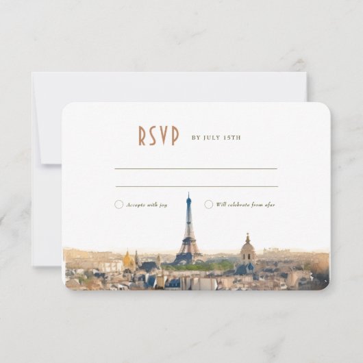 RSVPの結婚Insert Paris France Destination Invite 招待状 (正面)