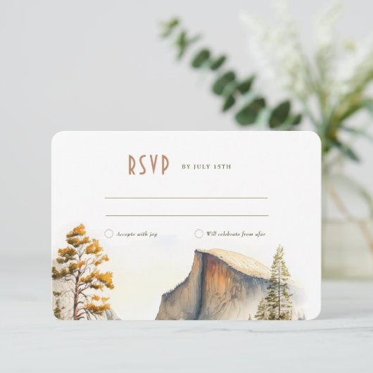 RSVPの結婚Insert Yosemite Park Destination 招待状 (スタンド正面)