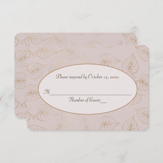 RSVPの結婚Vow Renewal金ゴールド箔 招待状 (正面/裏面)