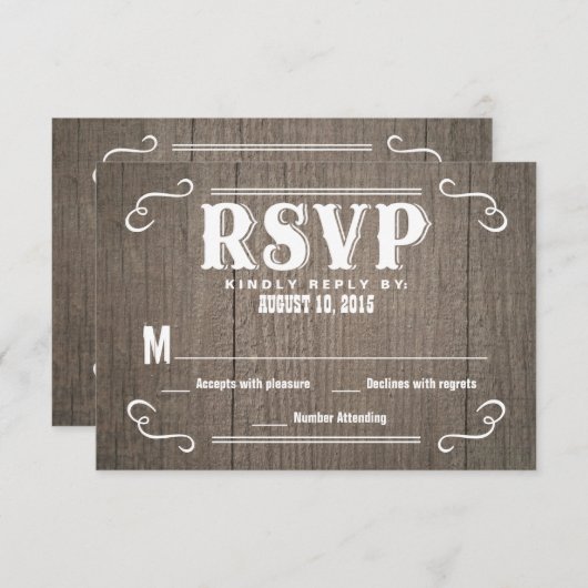 RSVPの西部の木製の結婚式の応答カード 出欠カード (正面/裏面)
