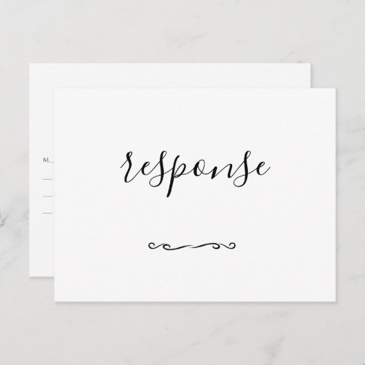 RSVPの郵便はがきを結婚するシンプルな原稿 インビテーションポストカード (正面/裏面)