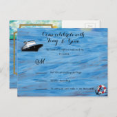 RSVPの郵便はがきを結婚する20XX巡航の水彩画のテーマ インビテーションポストカード (正面/裏面)