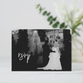 RSVPの10月結婚ハロウィーンマンション 出欠カード (スタンド正面)