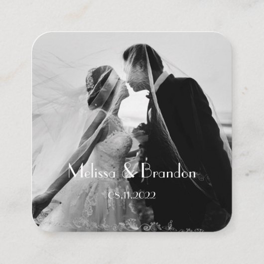 RSVPのQRコード結婚写真の応答にスキャン スクエア名刺 (裏面)