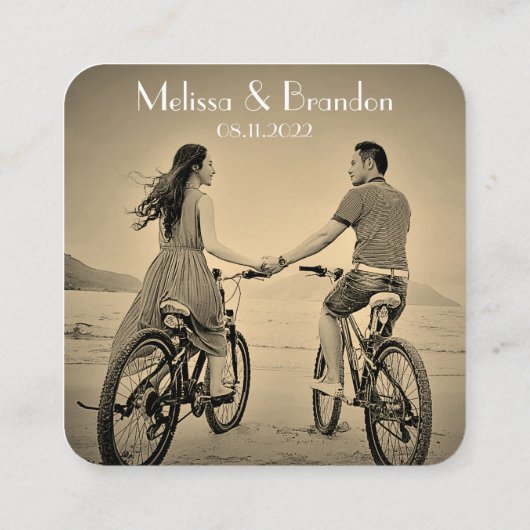 RSVPのQRコード結婚写真の応答にスキャン スクエア名刺 (裏面)