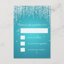RSVPのSweet sixteenのパーティー夜はターコイズを眩まします 出欠カード