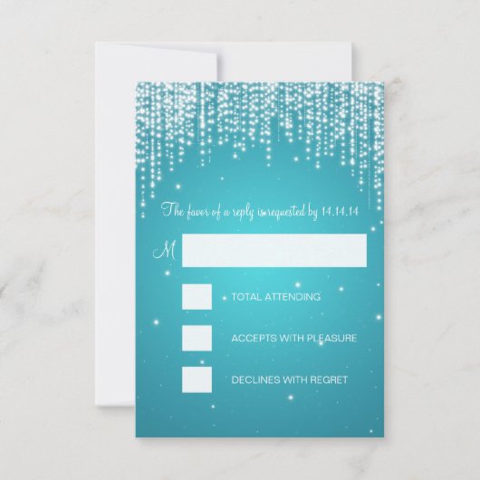 RSVPのSweet sixteenのパーティー夜はターコイズを眩まします 出欠カード (正面)