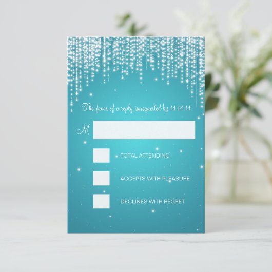 RSVPのSweet sixteenのパーティー夜はターコイズを眩まします 出欠カード (スタンド正面)
