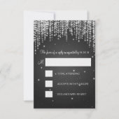 RSVPのSweet sixteenのパーティー夜は黒を眩まします 出欠カード (正面)