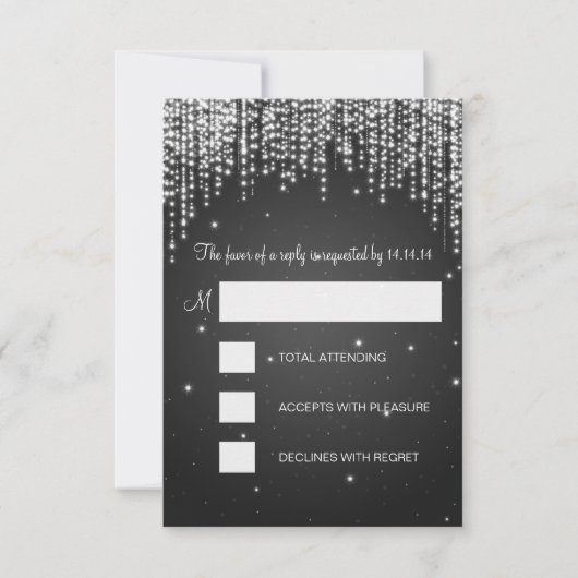 RSVPのSweet sixteenのパーティー夜は黒を眩まします 出欠カード (正面)
