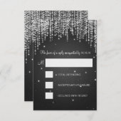 RSVPのSweet sixteenのパーティー夜は黒を眩まします 出欠カード (正面/裏面)