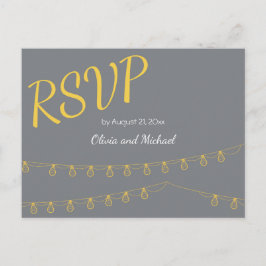 RSVPはがき結婚の黄色と灰色 インビテーションポストカード