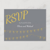 RSVPはがき結婚の黄色と灰色 インビテーションポストカード (正面)