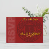 RSVPは日付の中国のな結婚式招待状カードを救います セーブザデート (スタンド正面)