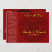 RSVPは日付の中国のな結婚式招待状カードを救います セーブザデート (正面/裏面)