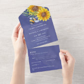 RSVPひまわりハチと素朴の結婚式の招待 オールインワン招待状 (貼ってはがせる)