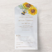 RSVPひまわりハチと素朴の結婚式の招待 オールインワン招待状 (内側)