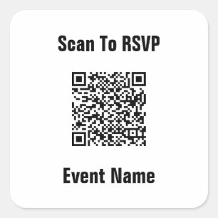 RSVPへのスキャンイベント名文字QRコードテンプレート スクエアシール