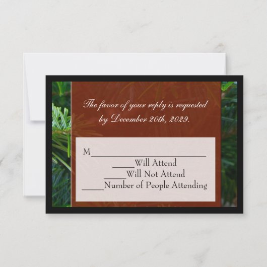 RSVPへクリスマスパーティー、豪華な松 出欠カード (裏面)