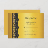 RSVPをフランスの金ゴールドにレース 出欠カード (正面/裏面)