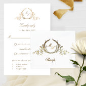 RSVPを使実在用しないホイル書道モノグラム 箔カード