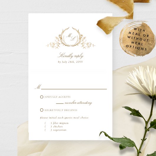 RSVPを使実在用しないホイル書道モノグラム 箔カード