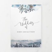 RSVPを使用した山結婚、フォレストの宛先 三つ折り招待状 (カバー)